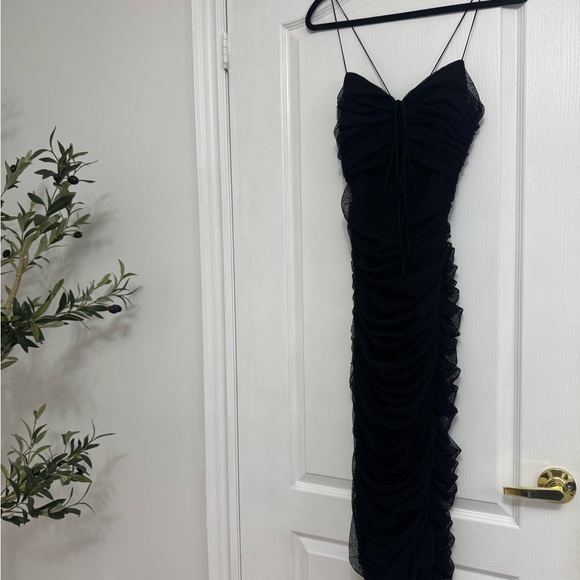 Zara Black Asymmetrical Spaghetti Strap Dress - Picture 3 of 9